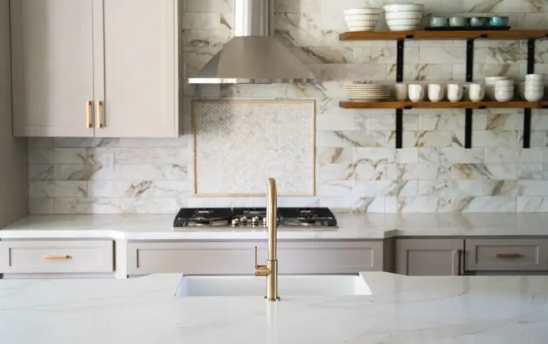 Modern kitchen with white granite countertop installation