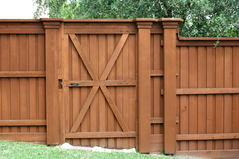 Wooden privacy fence gate